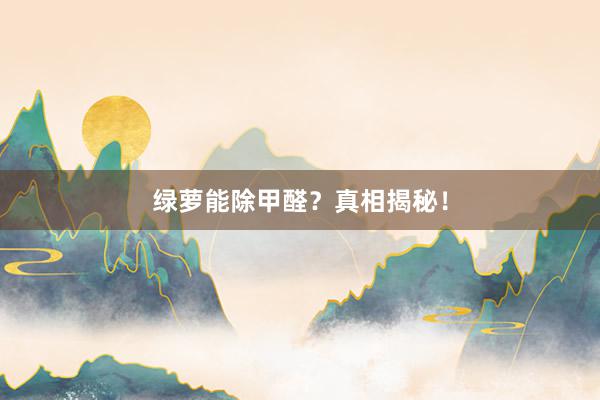 绿萝能除甲醛？真相揭秘！